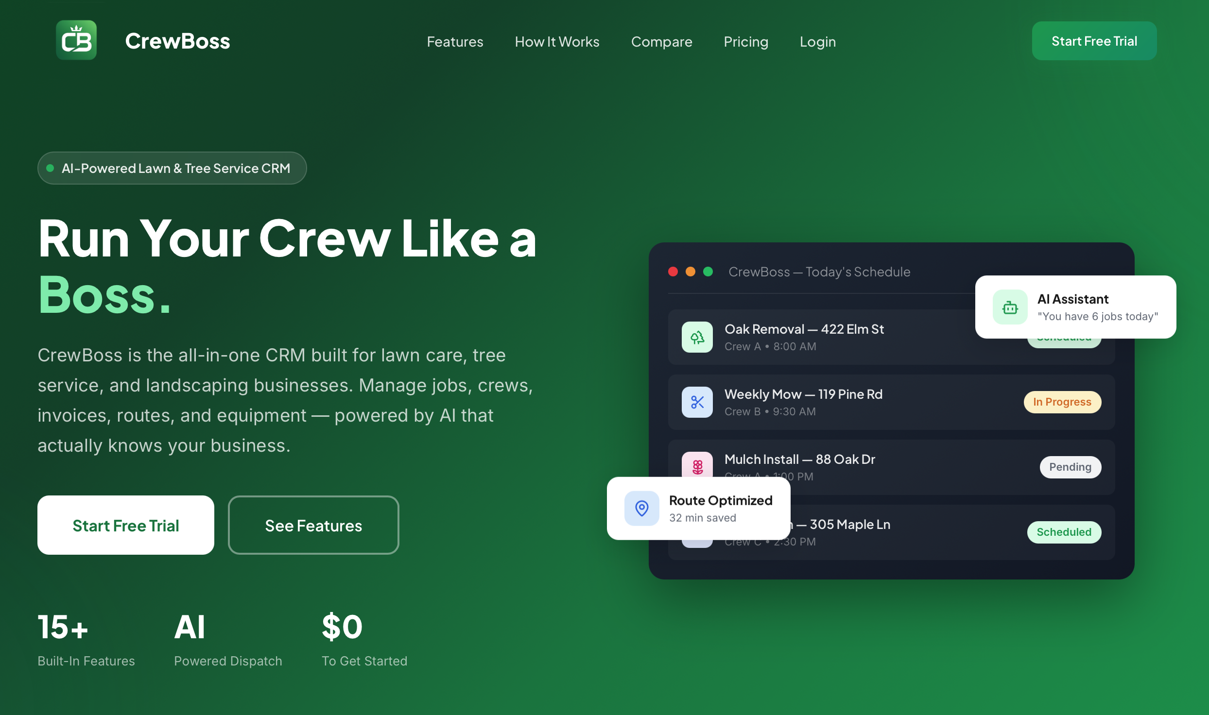 CrewBoss - AI-Powered Lawn & Tree Service CRM